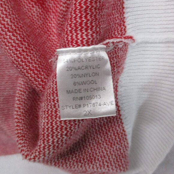 Andree By Unit Balloon Sweater Raw Hem Kiss Lips White & Red Women Size | 2X - Picture 7 of 14